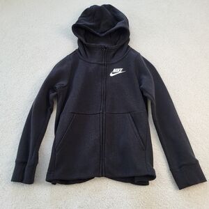 Nike Zip Up Black Hoodie Youth Size Small with Front Pockets